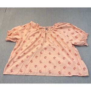 Old Navy Shirt Women's XXL Pink Floral Boho Cottage Ruffle Sleeve